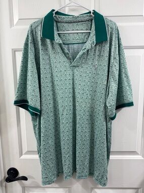 Tommy Bahama Mint Green Patterned Polo with Teal Trim